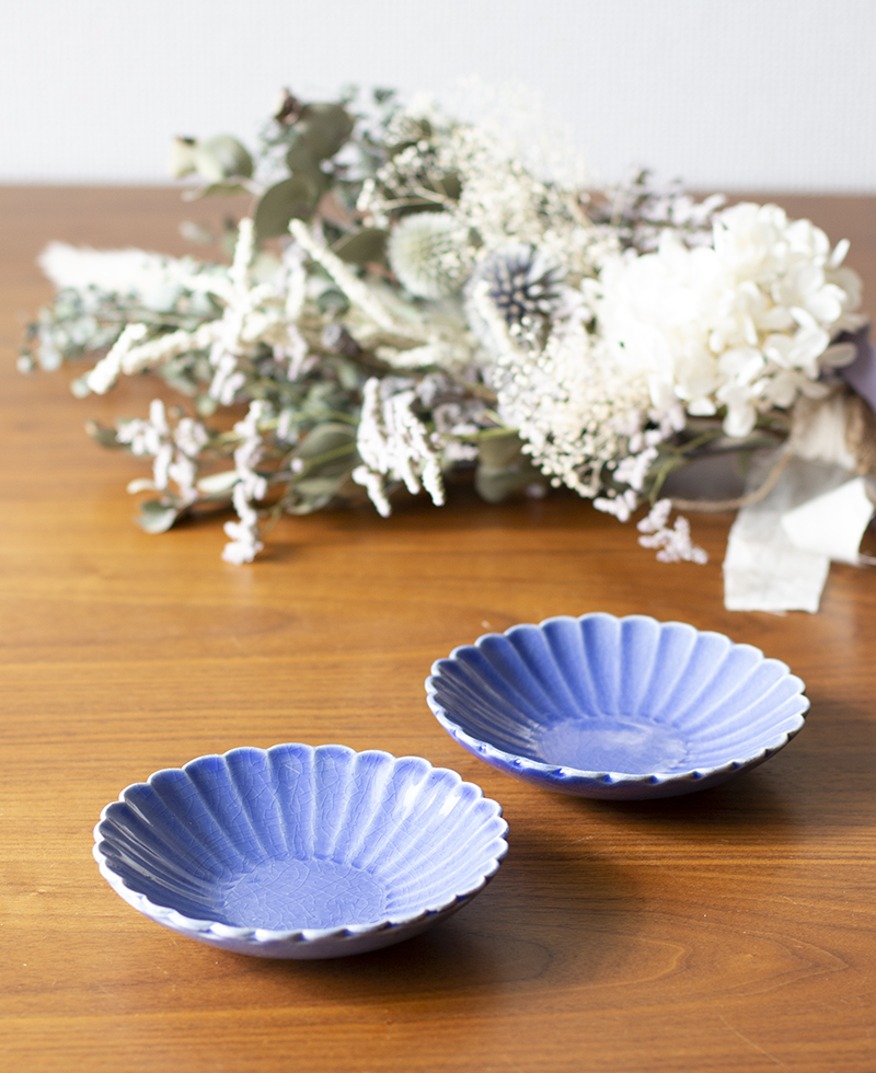 ＷAMONO 青い花 ブルーの器 贈り物 おしゃれな器 小皿 ギフト